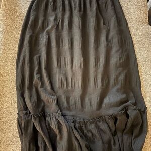 Flowy Black Maxi Skirt with Ruffled Hem